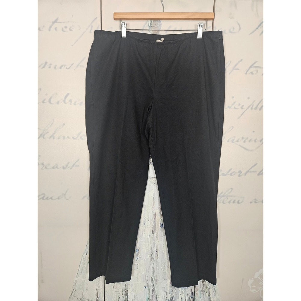 Eileen Fisher Black Organic Cotton Stretch Cropped Pull On Pants XL F17KO